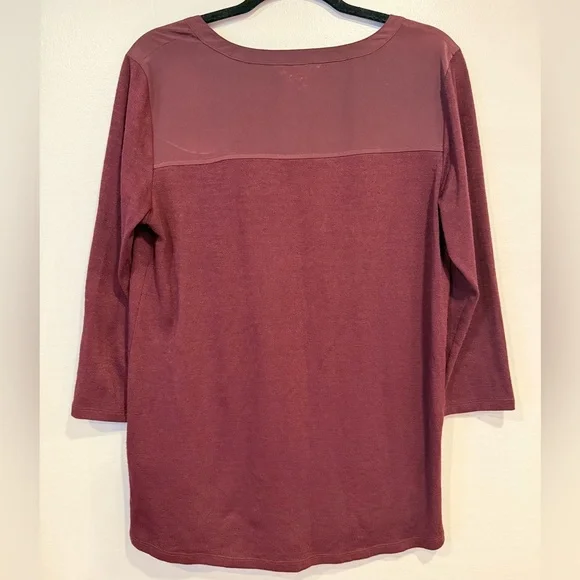 41 Hawthorn V-Neck Knit Top 3/4 Sleeve Burgundy Women's Size M - Picture 6 of 8